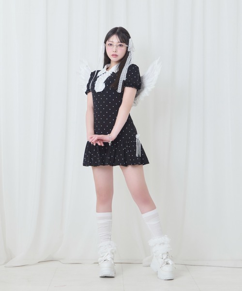 Honey Cinnamon（ハニーシナモン）の「バルーンポロワンピース（ワンピース・レディース・ブラック/ホワイト・FREE）」の6枚目の写真