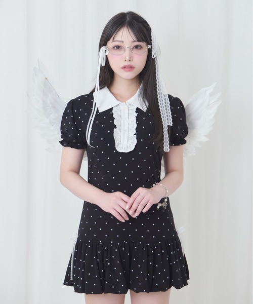 Honey Cinnamon（ハニーシナモン）の「バルーンポロワンピース（ワンピース・レディース・ブラック/ホワイト・FREE）」の4枚目の写真