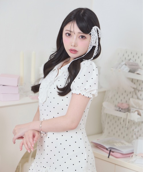 Honey Cinnamon（ハニーシナモン）の「バルーンポロワンピース（ワンピース・レディース・ブラック/ホワイト・FREE）」の8枚目の写真