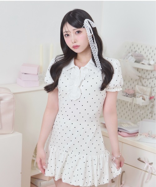 Honey Cinnamon（ハニーシナモン）の「バルーンポロワンピース（ワンピース・レディース・ブラック/ホワイト・FREE）」の10枚目の写真