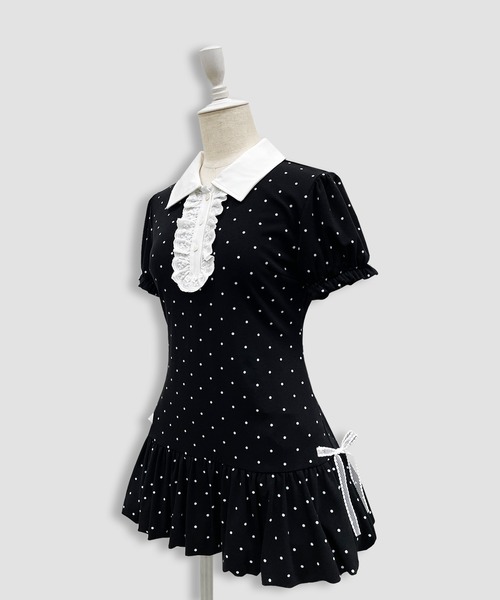 Honey Cinnamon（ハニーシナモン）の「バルーンポロワンピース（ワンピース・レディース・ブラック/ホワイト・FREE）」の17枚目の写真