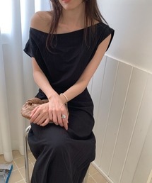 ウエストマーク ワンショルダーワンピース