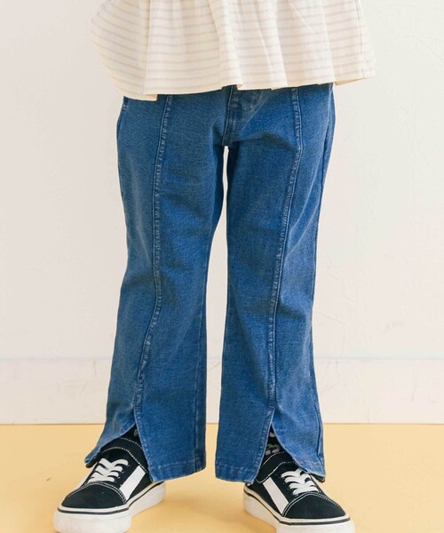 SLAP SLIP（スラップスリップ）の「後ろポケットリボンフレアシルエット9分丈デニムパンツ(80~130cm)（デニムパンツ・キッズ・ネイビー/ブルー・130cm/110cm/120cm/100cm/90cm/80ｃｍ）」の2枚目の写真