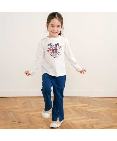 SLAP SLIP（スラップスリップ）の「後ろポケットリボンフレアシルエット9分丈デニムパンツ(80~130cm)（デニムパンツ・キッズ・ネイビー/ブルー・130cm/110cm/120cm/100cm/90cm/80ｃｍ）」の3枚目の写真