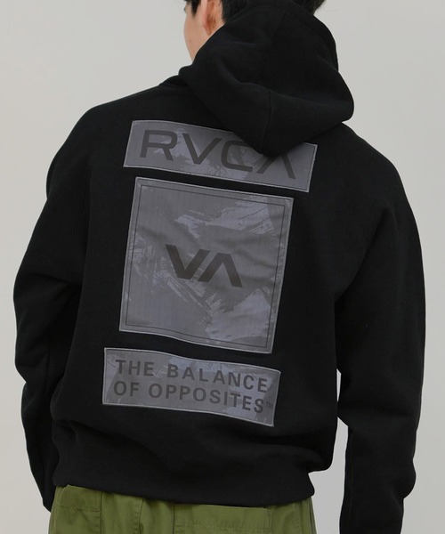 RVCA(ルーカ)の「RVCA/ルーカ THREE BOX RVCA HD パーカー BF042-011(パーカー・メンズ・ブラック/セージグリーン/ホワイト・M/S/L)」の1枚目の写真