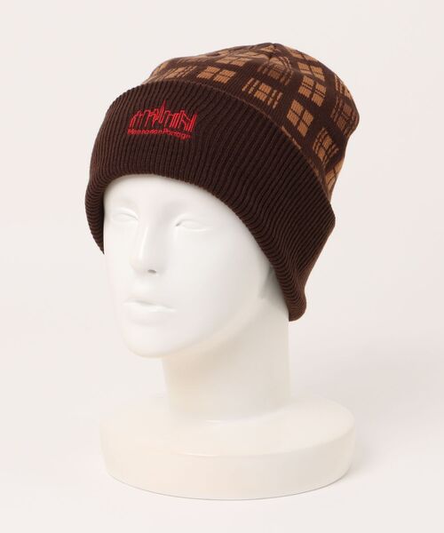 Manhattan Portage(マンハッタンポーテージ)の「Manhattan Portage/マンハッタンポーテージ ビーニー JAQCUARD CHECK KNIT WATCH MP354(ニットキャップ/ビーニー・メンズ・チャコールグレー/ブラウン/グリーン・FREE)」の8枚目の写真