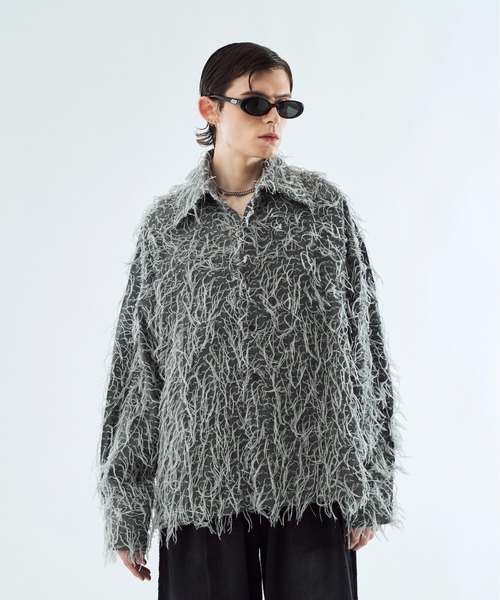 By-color fringe shirt バイカラーフリンジシャツ（シャツ/ブラウス