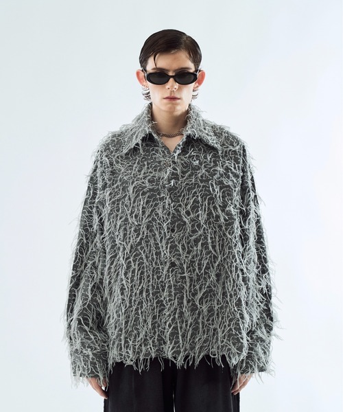 By-color fringe shirt バイカラーフリンジシャツ（シャツ/ブラウス