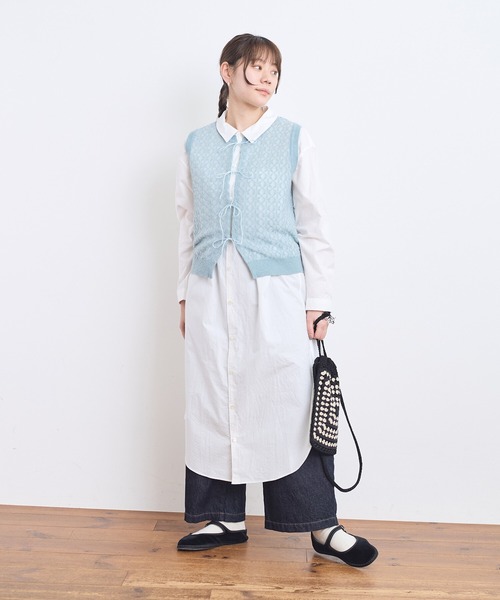 AMBIDEX（アンビデックス）の「幾何学レースジャカード リボンベスト（ベスト・レディース・サックスブルー/ブラック/アイボリー・FREE）」の13枚目の写真