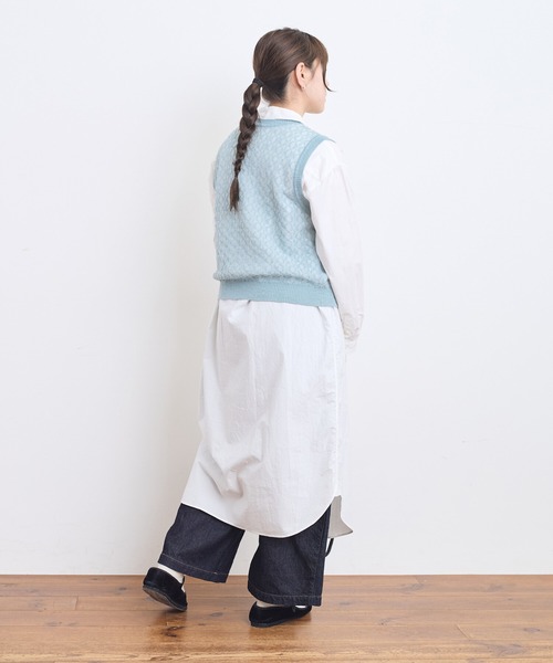 AMBIDEX（アンビデックス）の「幾何学レースジャカード リボンベスト（ベスト・レディース・サックスブルー/ブラック/アイボリー・FREE）」の12枚目の写真