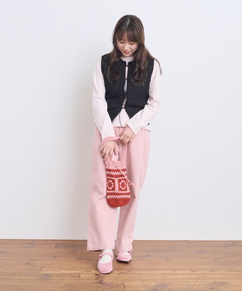 AMBIDEX（アンビデックス）の「幾何学レースジャカード リボンベスト（ベスト・レディース・サックスブルー/ブラック/アイボリー・FREE）」の18枚目の写真