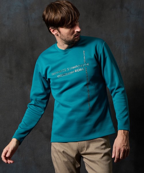 HIDEAWAYS NICOLE（ハイダウェイニコル）の「【WEB限定】メタルジェルプリントクルーネックプルオーバー（Tシャツ/カットソー・メンズ・ブラック/オフホワイト/グリーン系その他/ブルー系その他・MEDIUM/LARGE/X-LARGE）」の3枚目の写真