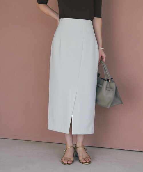 La boutique BonBon（ラブティックボンボン）の「【お上品シルエット】ダブルクロスナロースカート（スカート・レディース・チャコールグレー/オフホワイト/ピンク・38/36/34）」の2枚目の写真