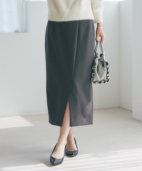 La boutique BonBon（ラブティックボンボン）の「【お上品シルエット】ダブルクロスナロースカート（スカート・レディース・チャコールグレー/オフホワイト/ピンク・38/36/34）」の3枚目の写真