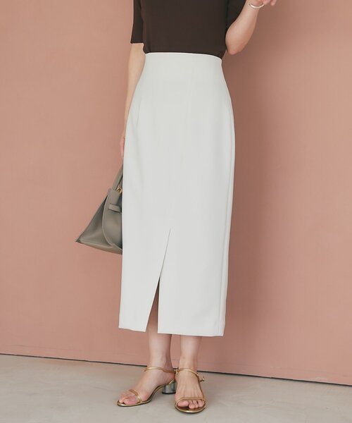 La boutique BonBon（ラブティックボンボン）の「【お上品シルエット】ダブルクロスナロースカート（スカート・レディース・チャコールグレー/オフホワイト/ピンク・38/36/34）」の4枚目の写真