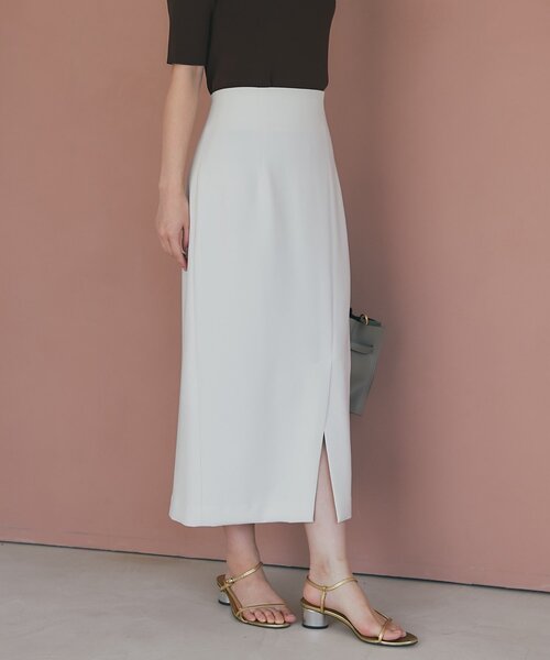 La boutique BonBon（ラブティックボンボン）の「【お上品シルエット】ダブルクロスナロースカート（スカート・レディース・チャコールグレー/オフホワイト/ピンク・38/36/34）」の5枚目の写真