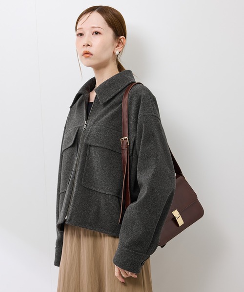 ROPE' PICNIC（ロペピクニック）の「ジャージーメルトンシリーズ ポケット付きジップブルゾン/リンクコーデ（ブルゾン・レディース・チャコールグレー/ライトグレー/ベージュ/ブラウン系その他2・FREE）」の15枚目の写真