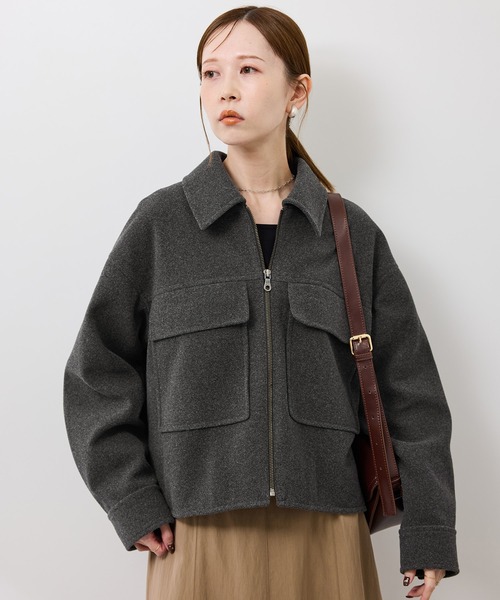 ROPE' PICNIC（ロペピクニック）の「ジャージーメルトンシリーズ ポケット付きジップブルゾン/リンクコーデ（ブルゾン・レディース・チャコールグレー/ライトグレー/ベージュ/ブラウン系その他2・FREE）」の13枚目の写真