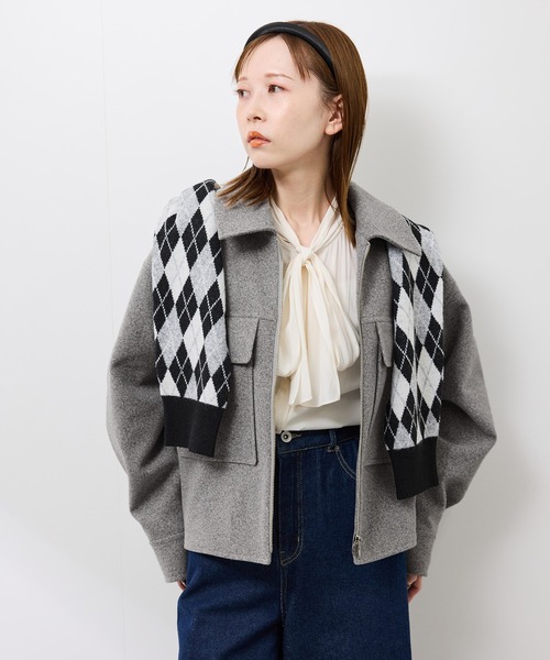 ROPE' PICNIC（ロペピクニック）の「ジャージーメルトンシリーズ ポケット付きジップブルゾン/リンクコーデ（ブルゾン・レディース・チャコールグレー/ライトグレー/ベージュ/ブラウン系その他2・FREE）」の10枚目の写真