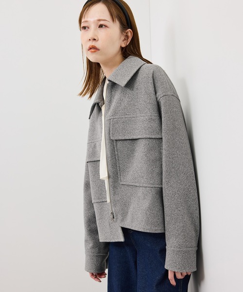 ROPE' PICNIC（ロペピクニック）の「ジャージーメルトンシリーズ ポケット付きジップブルゾン/リンクコーデ（ブルゾン・レディース・チャコールグレー/ライトグレー/ベージュ/ブラウン系その他2・FREE）」の8枚目の写真