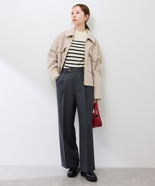 ROPE' PICNIC（ロペピクニック）の「ジャージーメルトンシリーズ ポケット付きジップブルゾン/リンクコーデ（ブルゾン・レディース・チャコールグレー/ライトグレー/ベージュ/ブラウン系その他2・FREE）」の7枚目の写真