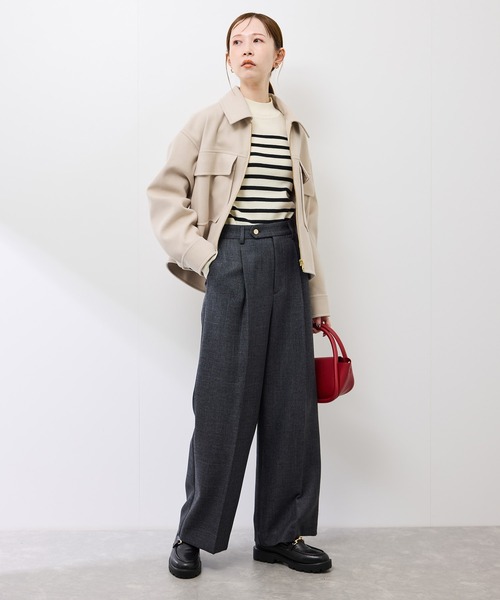 ROPE' PICNIC（ロペピクニック）の「ジャージーメルトンシリーズ ポケット付きジップブルゾン/リンクコーデ（ブルゾン・レディース・チャコールグレー/ライトグレー/ベージュ/ブラウン系その他2・FREE）」の6枚目の写真