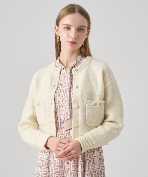 ANAYI（アナイ）の「ウールブークレブルゾン カーディガン（カーディガン/ボレロ・レディース・ブラック/ベージュ/オフホワイト/トップグレー・38/36）」の3枚目の写真