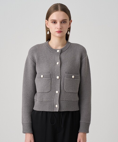 ANAYI（アナイ）の「ウールブークレブルゾン カーディガン（カーディガン/ボレロ・レディース・ブラック/ベージュ/オフホワイト/トップグレー・38/36）」の13枚目の写真