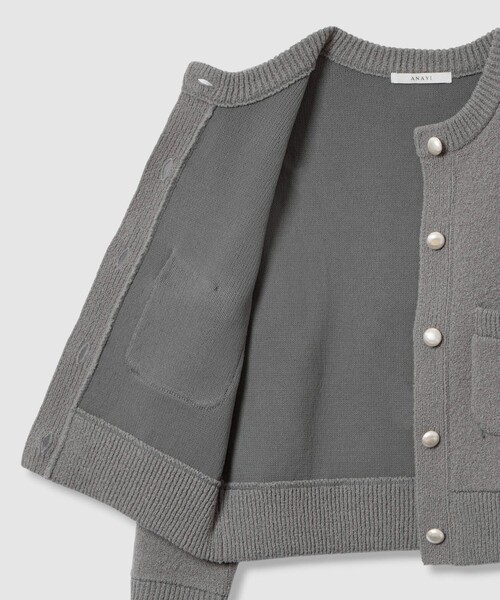 ANAYI（アナイ）の「ウールブークレブルゾン カーディガン（カーディガン/ボレロ・レディース・ブラック/ベージュ/オフホワイト/トップグレー・38/36）」の7枚目の写真