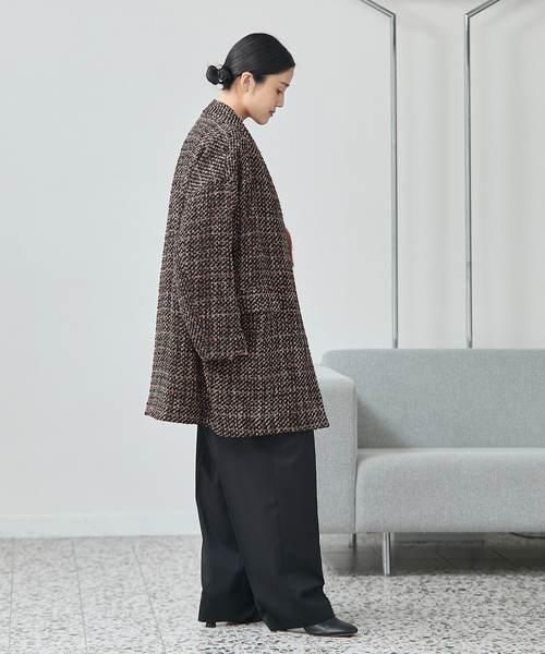 追加》SUPER140S/GIOLICA コクーンコート（ノーカラーコート