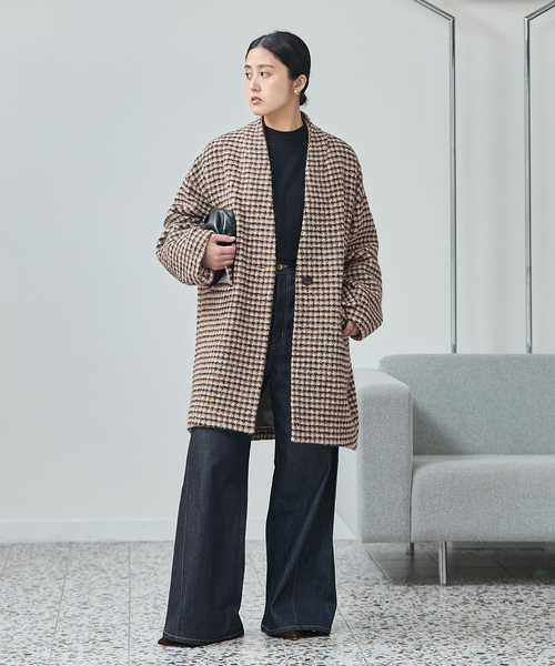 2024AW新品✨SUPER140S/GIOLICA コクーンコート　ツイード 追加》SUPER140S/GIOLICA コクーンコート（ノーカラーコート