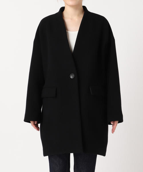 追加》SUPER140S/GIOLICA コクーンコート（ノーカラーコート