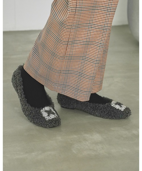 ボア ビジュー パンプス（バレエシューズ）｜Emma Francis（エマ