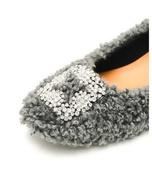 ボア ビジュー パンプス（バレエシューズ）｜Emma Francis（エマ