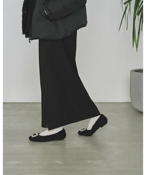 値下げ不可エマフランシス Emma Francis ボア ビジュー パンプス 黒