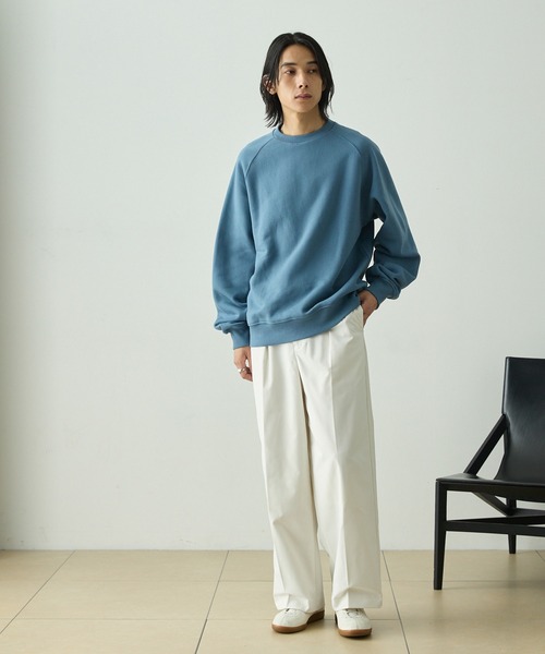 EMMA CLOTHES（エマクローズ）の「センタークリースタックワイドチノパンツ / UVカット・イージーケア（チノパンツ・メンズ・アイボリー/ブラック/ダークネイビー/ベージュ・M/S/L）」の16枚目の写真