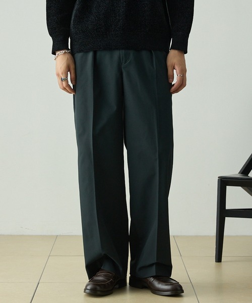 EMMA CLOTHES（エマクローズ）の「センタークリースタックワイドチノパンツ / UVカット・イージーケア（チノパンツ・メンズ・アイボリー/ブラック/ダークネイビー/ベージュ・M/S/L）」の8枚目の写真