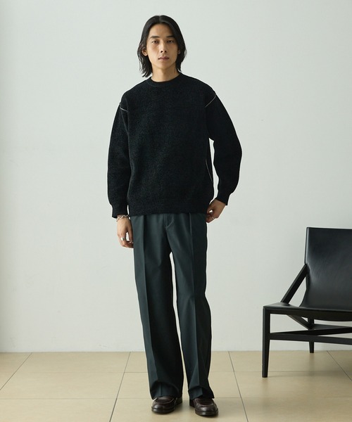 EMMA CLOTHES（エマクローズ）の「センタークリースタックワイドチノパンツ / UVカット・イージーケア（チノパンツ・メンズ・アイボリー/ブラック/ダークネイビー/ベージュ・M/S/L）」の11枚目の写真