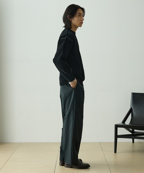 EMMA CLOTHES（エマクローズ）の「センタークリースタックワイドチノパンツ / UVカット・イージーケア（チノパンツ・メンズ・アイボリー/ブラック/ダークネイビー/ベージュ・M/S/L）」の12枚目の写真