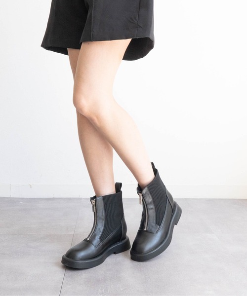 Fabby fabby（ファビィーファビィー）の「サイドニットセンタージップデザインブーツ（ブーツ・レディース・ブラック/ブラウン/シルバー・MEDIUM/LARGE）」の14枚目の写真