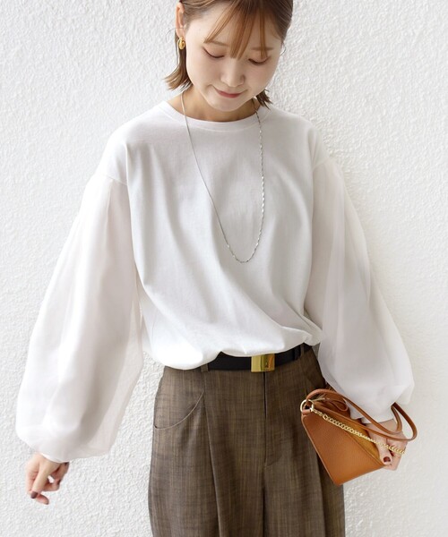 セール】【WEB限定】〈手洗い可能〉シアー コンビ 裾 ドロスト プル