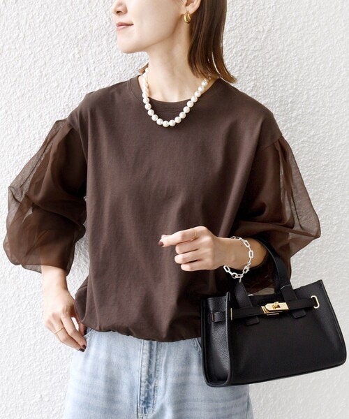 WEB限定】〈手洗い可能〉シアー コンビ 裾 ドロスト プル