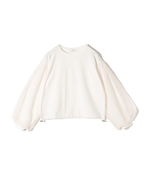 SHIPS（シップス）の「【WEB限定】〈手洗い可能〉シアー コンビ 裾 ドロスト プルオーバー（Tシャツ/カットソー・レディース・ブラウン/オフホワイト/ブラック/ライトブルー・ONE SIZE）」の20枚目の写真