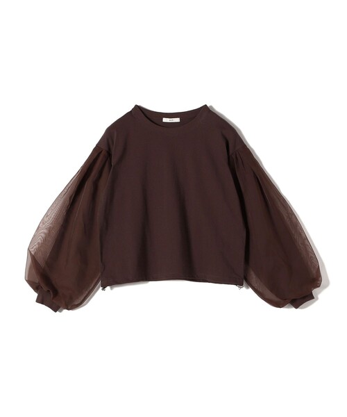 SHIPS（シップス）の「【WEB限定】〈手洗い可能〉シアー コンビ 裾 ドロスト プルオーバー（Tシャツ/カットソー・レディース・ブラウン/オフホワイト/ブラック/ライトブルー・ONE SIZE）」の16枚目の写真