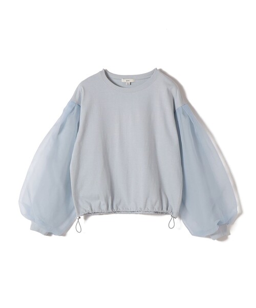 SHIPS（シップス）の「【WEB限定】〈手洗い可能〉シアー コンビ 裾 ドロスト プルオーバー（Tシャツ/カットソー・レディース・ブラウン/オフホワイト/ブラック/ライトブルー・ONE SIZE）」の10枚目の写真