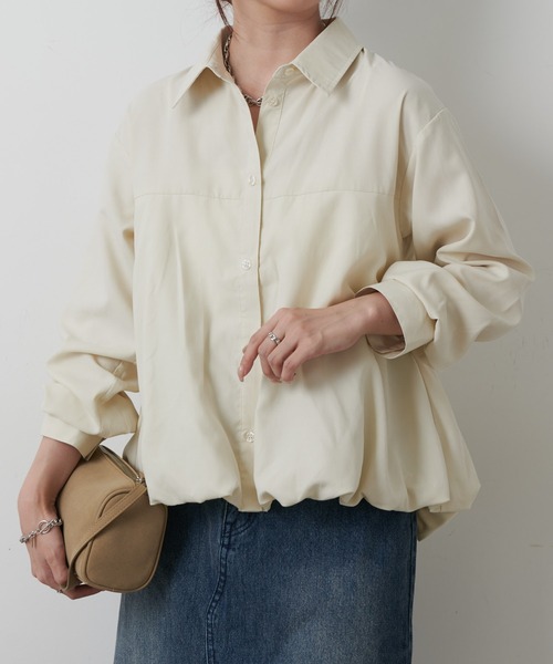 COLONY 2139（コロニートゥーワンスリーナイン）の「バルーンヘムシャツ（シャツ/ブラウス・レディース・オフホワイト/カーキ/ブラウン・FREE）」の2枚目の写真