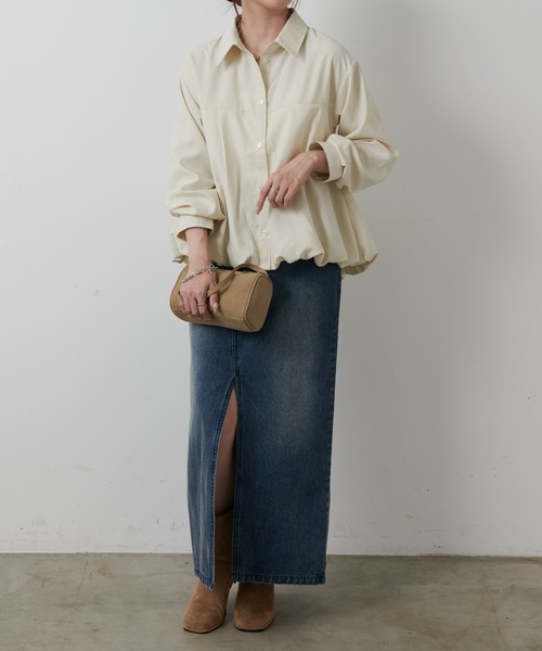 COLONY 2139（コロニートゥーワンスリーナイン）の「バルーンヘムシャツ（シャツ/ブラウス・レディース・オフホワイト/カーキ/ブラウン・FREE）」の4枚目の写真