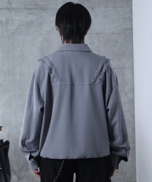 Confirm(コンファーム)の「プリーツ リベット ショート ダブルジップブルゾン ユニセックス(ブルゾン・メンズ・ブラック/グレー・M/L)」の21枚目の写真