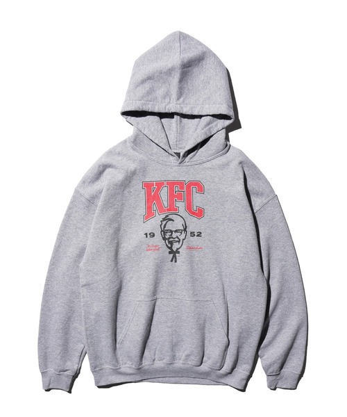 THRIFTY LOOK(スリフティールック)の「THRIFTY LOOK / スリフティールック THRIFTY "KFC COLLEGIATE" HOODIE ケンタッキー ユーズド加工 企業ロゴ プルオーバーパーカー(パーカー・メンズ・グレー・MEDIUM/LARGE/X-LARGE/XX-LARGE)」の2枚目の写真