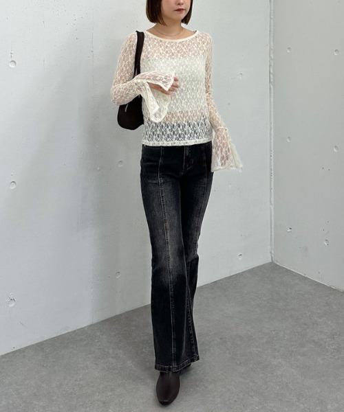 archives(アルシーヴ)の「カットレースフレアスリーブTOPS(Tシャツ/カットソー・レディース・アイボリー/ブラック/ブラウン・MEDIUM)」の8枚目の写真